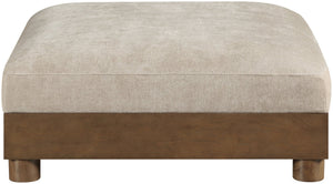 Meridian Furniture Turin Chenille Modular Ottoman Art Deco Low Profile Piece for Living Room Sectional Layouts Taupe 606Taupe-Ott