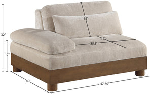 Meridian Furniture Turin Chenille Upholstered Modular Right Arm Chair Art Deco Low Profile Living Room Seat Taupe 606 606Taupe-RAF