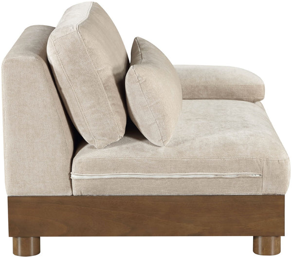 Meridian Furniture Turin Chenille Upholstered Modular Right Arm Chair Art Deco Low Profile Living Room Seat Taupe 606 606Taupe-RAF