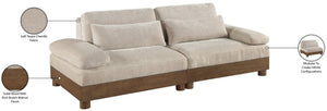 Meridian Furniture Turin Art Deco Modular Sofa with Plush Chenille and Walnut Legs for Living Rooms 606Taupe-S2A