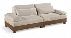 Meridian Furniture Turin Art Deco Modular Sofa with Plush Chenille and Walnut Legs for Living Rooms 606Taupe-S2A