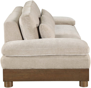 Meridian Furniture Turin Art Deco Modular Sofa with Plush Chenille and Walnut Legs for Living Rooms 606Taupe-S2A