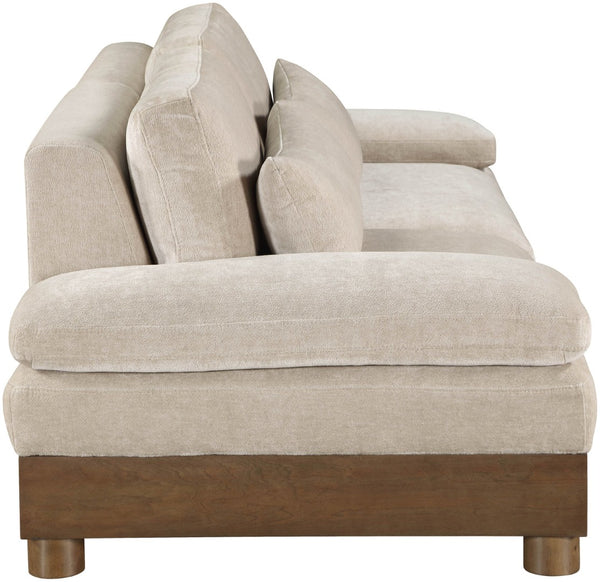 Meridian Furniture Turin Art Deco Modular Sofa with Plush Chenille and Walnut Legs for Living Rooms 606Taupe-S2A