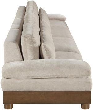 Meridian Furniture Turin Four Piece Modular Sectional Chenille Sofa with Art Deco Walnut Legs 606Taupe-S4A