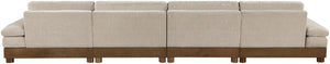 Meridian Furniture Turin Four Piece Modular Sectional Chenille Sofa with Art Deco Walnut Legs 606Taupe-S4A