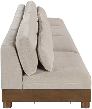 Meridian Furniture Turin Four Piece Modular Sofa Plush Chenille Upholstery Walnut Frame Living Room 606Taupe-S4B