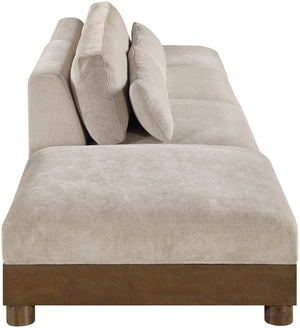 Meridian Furniture Turin Modular Cloud Sofa Four Piece Chenille Sectional with Walnut Wood Frame 606Taupe-S4C