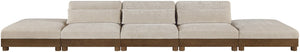 Meridian Furniture Turin Five Piece Modular Sofa Chenille Upholstered Art Deco Sectional for Large Living Spaces 606Taupe-S5A