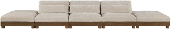 Meridian Furniture Turin Five Piece Modular Sofa Chenille Upholstered Art Deco Sectional for Large Living Spaces 606Taupe-S5A