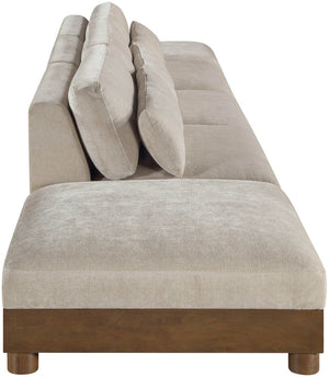 Meridian Furniture Turin Five Piece Modular Sofa Chenille Upholstered Art Deco Sectional for Large Living Spaces 606Taupe-S5A