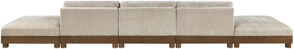 Meridian Furniture Turin Five Piece Modular Sofa Chenille Upholstered Art Deco Sectional for Large Living Spaces 606Taupe-S5A