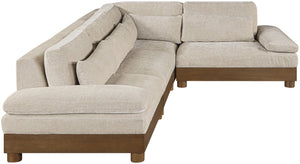 Meridian Furniture Turin Art Deco Modular Sectional Plush Chenille Upholstery Walnut Frame Living Room 606Taupe-Sec4A