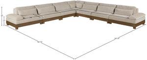 Meridian Furniture Turin Seven Piece Modular Sectional Plush Chenille Art Deco Lounge Sofa Set 606Taupe-Sec7A