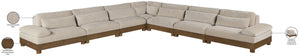 Meridian Furniture Turin Seven Piece Modular Sectional Plush Chenille Art Deco Lounge Sofa Set 606Taupe-Sec7A