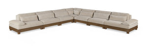 Meridian Furniture Turin Seven Piece Modular Sectional Plush Chenille Art Deco Lounge Sofa Set 606Taupe-Sec7A