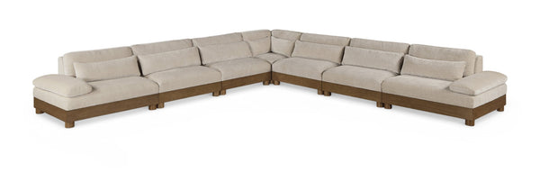 Meridian Furniture Turin Seven Piece Modular Sectional Plush Chenille Art Deco Lounge Sofa Set 606Taupe-Sec7A