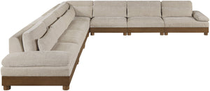 Meridian Furniture Turin Seven Piece Modular Sectional Plush Chenille Art Deco Lounge Sofa Set 606Taupe-Sec7A