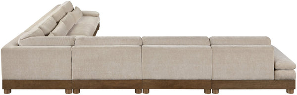Meridian Furniture Turin Seven Piece Modular Sectional Plush Chenille Art Deco Lounge Sofa Set 606Taupe-Sec7A