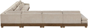 Meridian Furniture Turin Seven Piece Modular Sectional Plush Chenille Art Deco Lounge Sofa Set 606Taupe-Sec7A