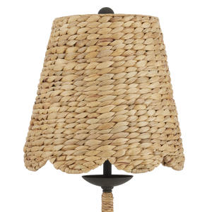 Annabelle Table Lamp - Artisan-Made Woven Water Hyacinth Shade in Mole Black Finish, 33.5" Height