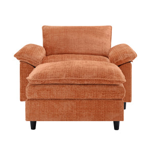 English Elm Accent Chair With Ottoman - Cozy Chenille Lounge Sofa For Living Room, Bedroom & Office Comfort W2100S00176