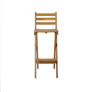 English Elm Outdoor Solid Acacia Folding Barstool Teak Finish Weather Resistant Patio Bar Seating N772P420065B
