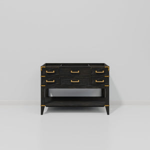 English Elm Black Oak Single-Sink Bath Vanity 48" W | Modern Design With Soft-Close Drawers & Open Shelf Storage B2731P261018