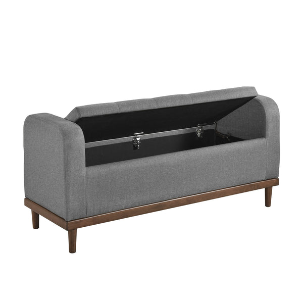 English Elm Mid-Century Modern Lift-Top Storage Bench with Tufted Upholstery, Walnut Solid Wood Frame, Hidden Organizer Gray 50.75 L x 19 W x 19.75 H B011P192193