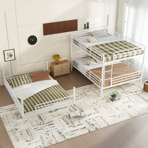 English Elm Twin Xl Solid Pine Loft Bed with Built-in Led Lighting and Storage Shelves Light White W1580S00583