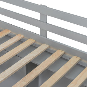 English Elm Twin Over Full Bunk Bed with Wardrobe Storage Stairs Shelves and Usb Charging Gray LT000292AAE