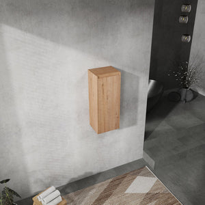 English Elm 12" Wall-Mounted Bathroom Side Cabinet with Soft-Close Hinges, Hidden Handle, Water-Resistant Finish W999P196498
