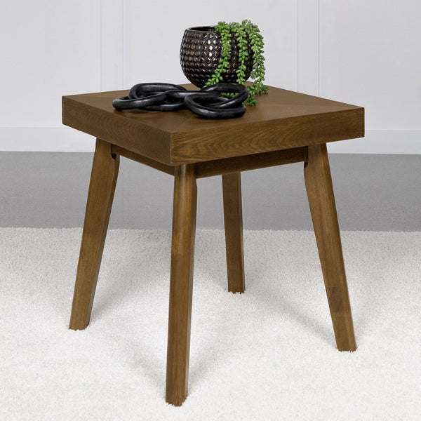 English Elm Square Wood Side Table - Mid-Century Modern Walnut Brown Accent Table For Stylish Living Spaces B016P370666-GIGA