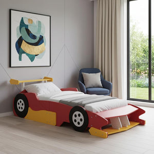 HomeRoots Red Wood Twin Bed Frame - Modern Platform Design, Easy Assembly, Durable Support for Cozy Spaces 607000