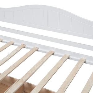 HomeRoots White Wood Twin Daybed Frame with Built-In Drawers for Stylish Storage and Space-Saving Comfort 607003