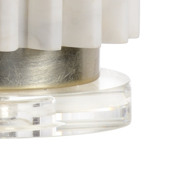 Wildwood Langdon Sculptural Table Lamp With Faux Stone & Crystal Base, Off-White Linen Shade, 30.5" Tall 60701