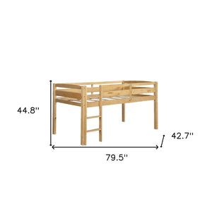 HomeRoots Walnut Four Poster Twin Loft Bed - Stylish Solid Wood Design for Space-Saving Functionality & Charm 607011