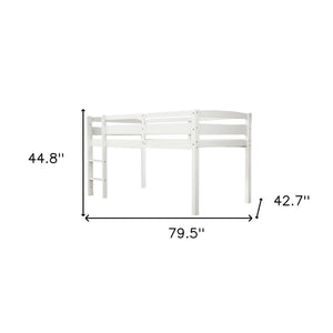 HomeRoots White Four Poster Solid Wood Twin Loft Bed - Elegant Space-Saving Design with Clean Finish & Durability 607012