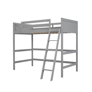 HomeRoots Gray Four Poster Solid Wood Twin Loft Bed - Modern Elegance, Space-Saving Design for Kids & Teens 607014