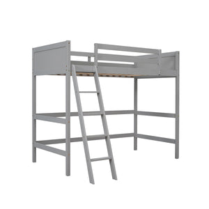 HomeRoots Gray Four Poster Solid Wood Twin Loft Bed - Modern Elegance, Space-Saving Design for Kids & Teens 607014