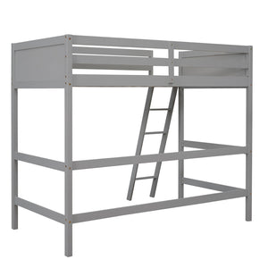 HomeRoots Gray Four Poster Solid Wood Twin Loft Bed - Modern Elegance, Space-Saving Design for Kids & Teens 607014