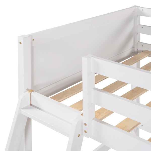 HomeRoots White Four Poster Twin Loft Bed - Stylish Solid Wood Design for Space-Saving & Timeless Charm 607015
