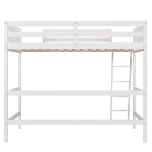 HomeRoots White Four Poster Twin Loft Bed - Stylish Solid Wood Design for Space-Saving & Timeless Charm 607015