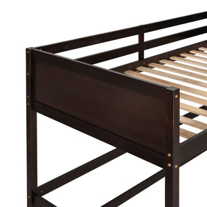 HomeRoots Espresso Four-Poster Twin Loft Bed - Solid Wood, Space-Saving Design for Stylish Bedrooms & Storage 607016
