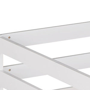 HomeRoots White Four Poster Twin Loft Bed with Slide - Stylish Solid Wood Design for Kids' Rooms & Storage 607018
