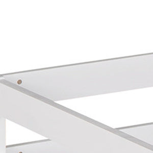 HomeRoots White Four Poster Twin Loft Bed with Slide - Stylish Solid Wood Design for Kids' Rooms & Storage 607018