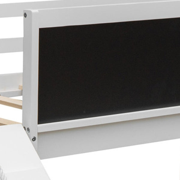 HomeRoots White Twin Loft Bed with Slide - Space-Saving Solid Wood Design for Fun, Durable, and Stylish Bedrooms 607022