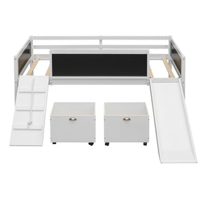 HomeRoots White Twin Loft Bed with Slide - Space-Saving Solid Wood Design for Fun, Durable, and Stylish Bedrooms 607022