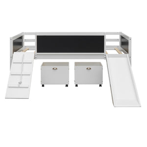 HomeRoots White Twin Loft Bed with Slide - Space-Saving Solid Wood Design for Fun, Durable, and Stylish Bedrooms 607022