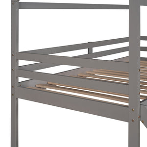 HomeRoots Gray Canopy Solid Wood Twin Loft Bed with Slide – Stylish, Space-Saving Design for Kids' Rooms! 607025
