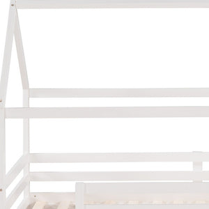 HomeRoots White Canopy Twin Loft Bed with Slide - Durable Solid Wood Design for Fun, Study, and Play Space 607026